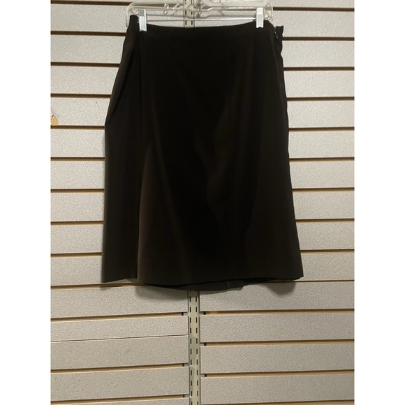 Appraisal Women's Sz 12  Mid Calf Black Skirt A-line‎ Lined Slit Business Casual - Picture 7 of 7